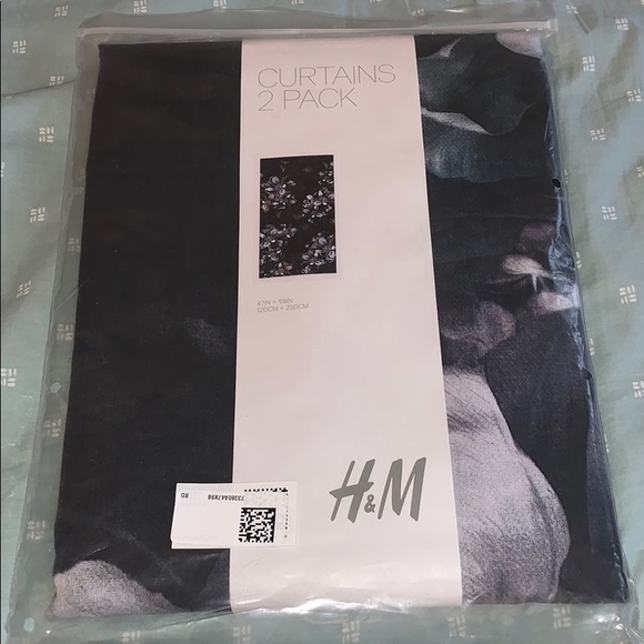 H&M Other - NWT NEW H&M DARK FLORAL CURTAINS + TEA TOWEL